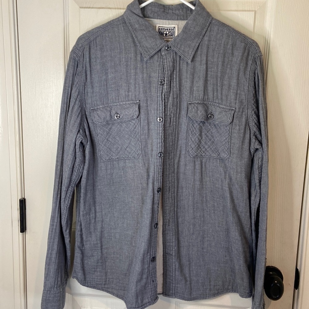 Converse Gray Chambray Button Down Shirt - image 1